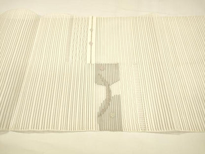 平和屋着物＊夏物　絽綴れ　八寸名古屋帯　抽象文様　金銀糸　正絹　逸品　DAAY8515cm
