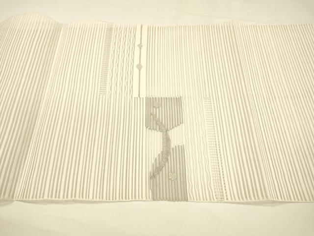 平和屋着物＊夏物　絽綴れ　八寸名古屋帯　抽象文様　金銀糸　正絹　逸品　DAAY8515cm