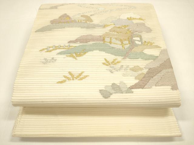 平和屋着物＊夏物 絽綴れ 太鼓柄袋帯 風景文 金銀糸 正絹 逸品 DAAY8517cm