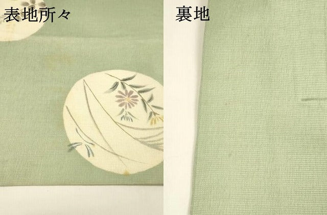平和屋着物＊夏物 つけ帯 手描き 蜻蛉草花文 金銀彩 正絹 逸品 DAAY8519cm