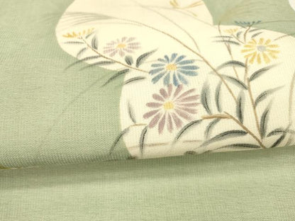平和屋着物＊夏物 つけ帯 手描き 蜻蛉草花文 金銀彩 正絹 逸品 DAAY8519cm