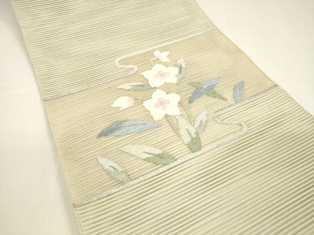 平和屋着物＊夏物 絽綴れ 八寸名古屋帯 草花文 金銀糸 逸品 DAAY8520cm