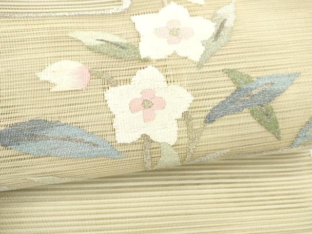 平和屋着物＊夏物 絽綴れ 八寸名古屋帯 草花文 金銀糸 逸品 DAAY8520cm