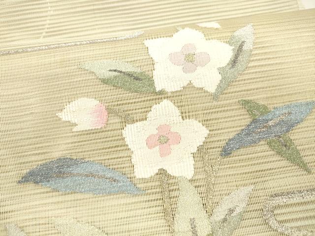 平和屋着物＊夏物 絽綴れ 八寸名古屋帯 草花文 金銀糸 逸品 DAAY8520cm