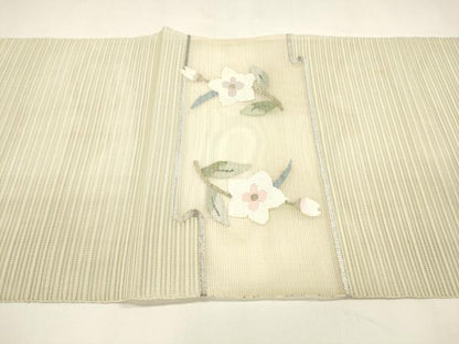 平和屋着物＊夏物 絽綴れ 八寸名古屋帯 草花文 金銀糸 逸品 DAAY8520cm