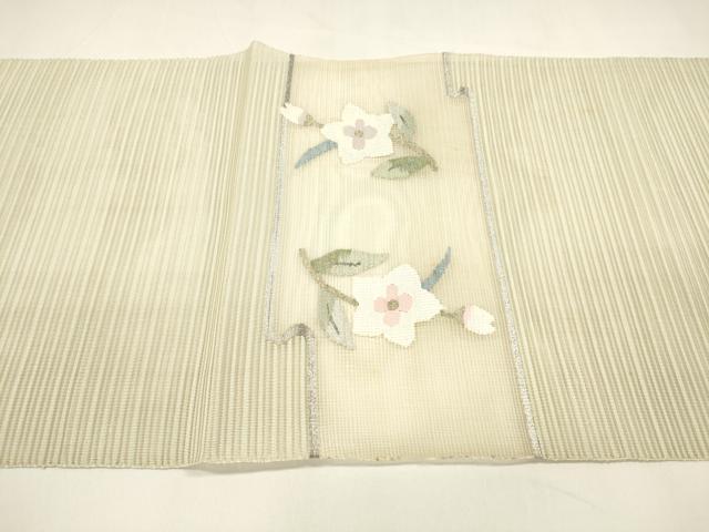 平和屋着物＊夏物 絽綴れ 八寸名古屋帯 草花文 金銀糸 逸品 DAAY8520cm