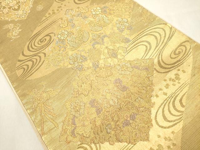 平和屋着物◎六通柄袋帯　花菱文　金糸　正絹　逸品　DAAY8548cd