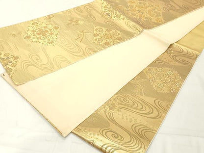 平和屋着物◎六通柄袋帯　花菱文　金糸　正絹　逸品　DAAY8548cd