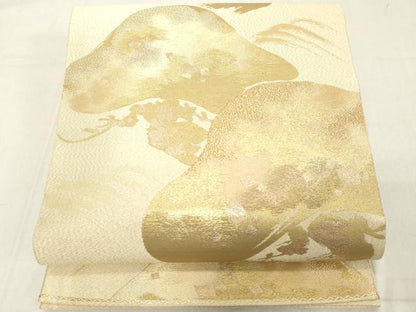 平和屋着物◎綴れ　六通柄袋帯　笠松文　金糸　正絹　逸品　DAAY8549cd