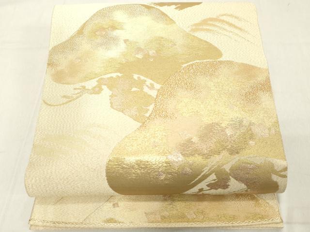 平和屋着物◎綴れ　六通柄袋帯　笠松文　金糸　正絹　逸品　DAAY8549cd