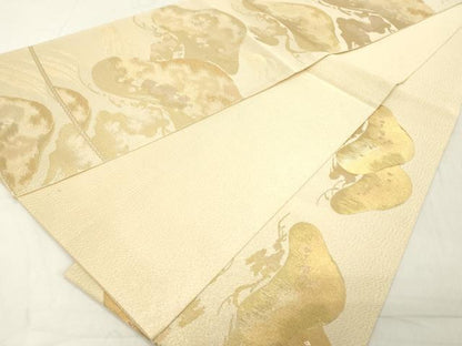 平和屋着物◎綴れ　六通柄袋帯　笠松文　金糸　正絹　逸品　DAAY8549cd