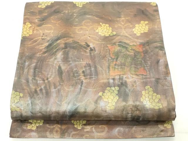 平和屋着物◎六通柄袋帯　葡萄蔦の葉文　正絹　逸品　DAAY8552cd