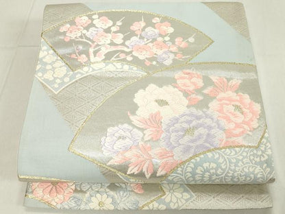 平和屋着物◎六通柄袋帯　唐織　地紙花文　金銀糸　正絹　逸品　DAAY8563cd