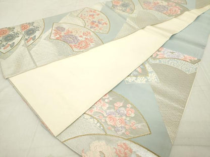 平和屋着物◎六通柄袋帯　唐織　地紙花文　金銀糸　正絹　逸品　DAAY8563cd