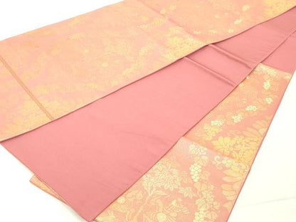 平和屋着物◎六通柄袋帯　狩猟花文　金糸　正絹　逸品　DAAY8574cd
