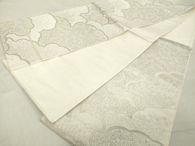 平和屋着物◎六通柄袋帯　雲取り小花文　銀糸　正絹　逸品　DAAY8577cd