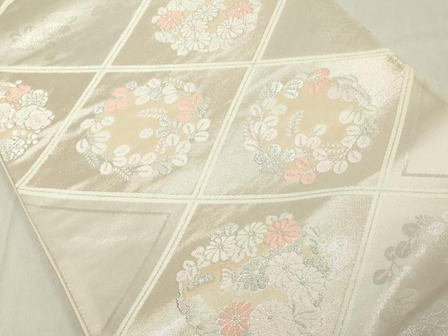平和屋着物◎六通柄袋帯　唐織　花丸文　銀糸　正絹　逸品　DAAY8578cd