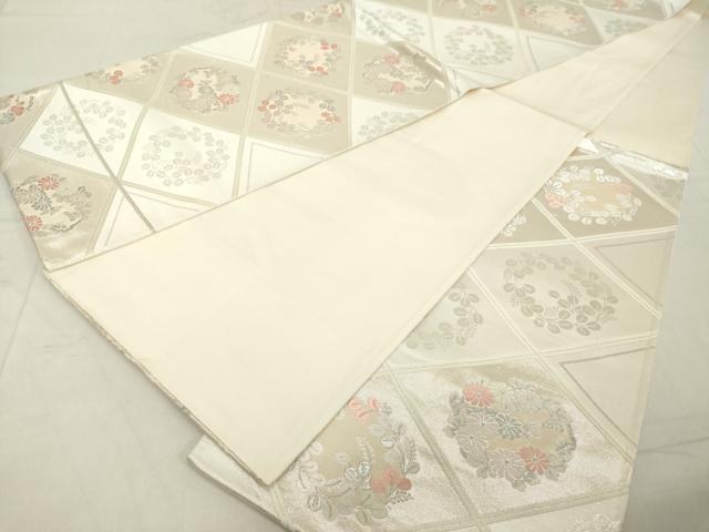 平和屋着物◎六通柄袋帯　唐織　花丸文　銀糸　正絹　逸品　DAAY8578cd