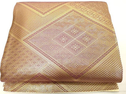 平和屋着物◎佐賀錦　全通柄袋帯　菱繋ぎ　金糸　正絹　逸品　DAAY8581cd