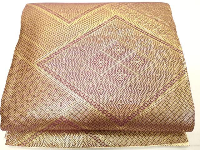 平和屋着物◎佐賀錦　全通柄袋帯　菱繋ぎ　金糸　正絹　逸品　DAAY8581cd