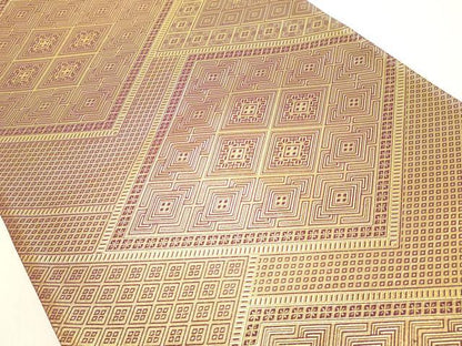平和屋着物◎佐賀錦　全通柄袋帯　菱繋ぎ　金糸　正絹　逸品　DAAY8581cd