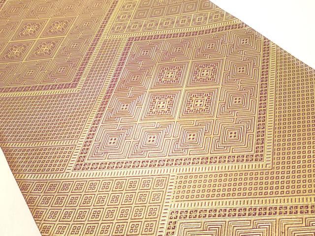 平和屋着物◎佐賀錦　全通柄袋帯　菱繋ぎ　金糸　正絹　逸品　DAAY8581cd