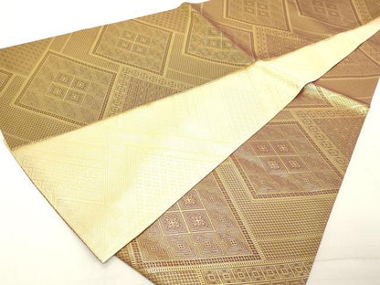 平和屋着物◎佐賀錦　全通柄袋帯　菱繋ぎ　金糸　正絹　逸品　DAAY8581cd