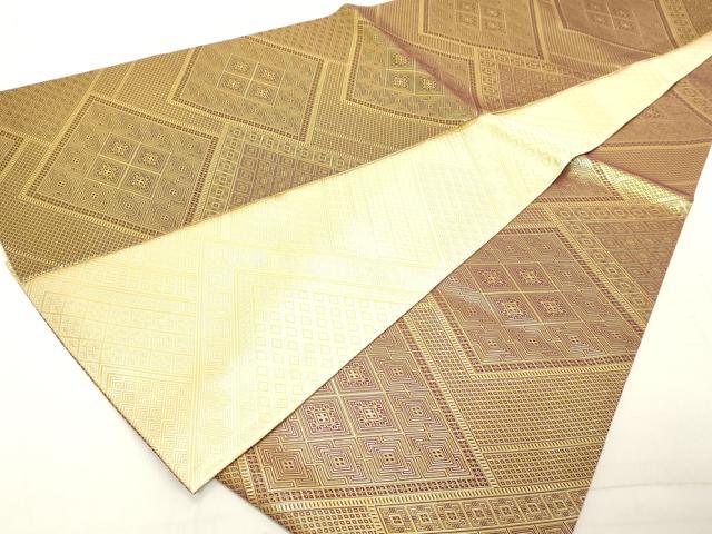 平和屋着物◎佐賀錦　全通柄袋帯　菱繋ぎ　金糸　正絹　逸品　DAAY8581cd