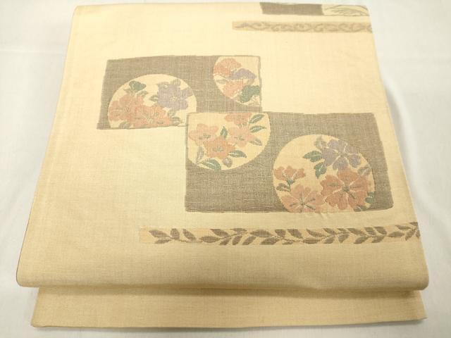 平和屋着物◎六通柄袋帯　花の詩　花丸文　正絹　逸品　DAAY8591cd