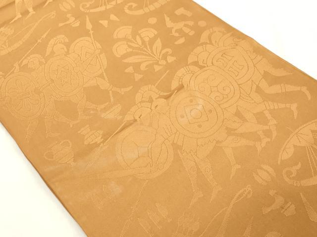 平和屋着物◎六通柄　本袋帯　古代文　金茶色　正絹　逸品　DAAY8592cd