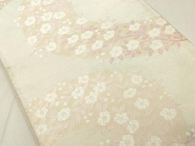 平和屋着物◎六通柄袋帯　唐織　枝花文　銀糸　正絹　逸品　DAAY8598cd