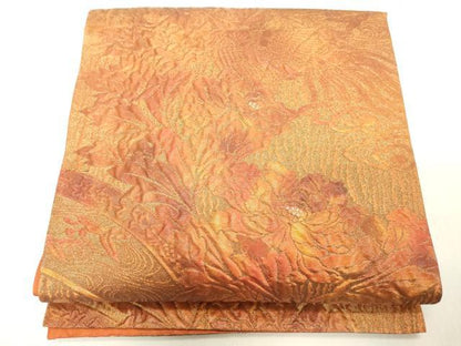 平和屋着物◎六通柄袋帯　元禄錦　花鳥文　うるし押箔　正絹　逸品　DAAY8599cd