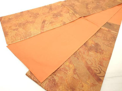 平和屋着物◎六通柄袋帯　元禄錦　花鳥文　うるし押箔　正絹　逸品　DAAY8599cd