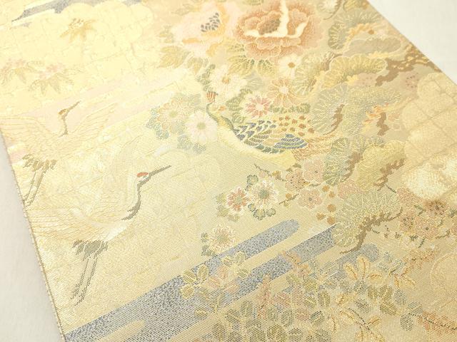平和屋着物◎佐賀錦　六通柄袋帯　飛鶴花文　金糸　正絹　逸品　DAAY8600cd