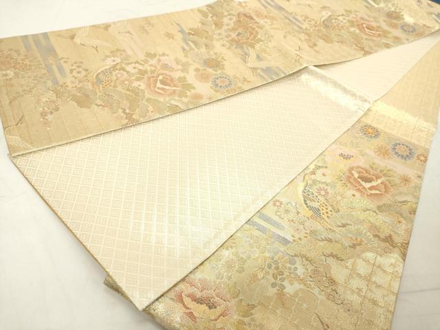 平和屋着物◎佐賀錦　六通柄袋帯　飛鶴花文　金糸　正絹　逸品　DAAY8600cd