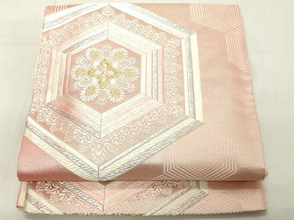 平和屋着物◎六通柄袋帯 唐織 亀甲花文 金銀糸 正絹 逸品 DAAY8606cd