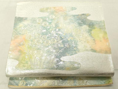 平和屋着物◎六通柄袋帯 草花文 金銀糸 引箔 正絹 逸品 DAAY8613cd
