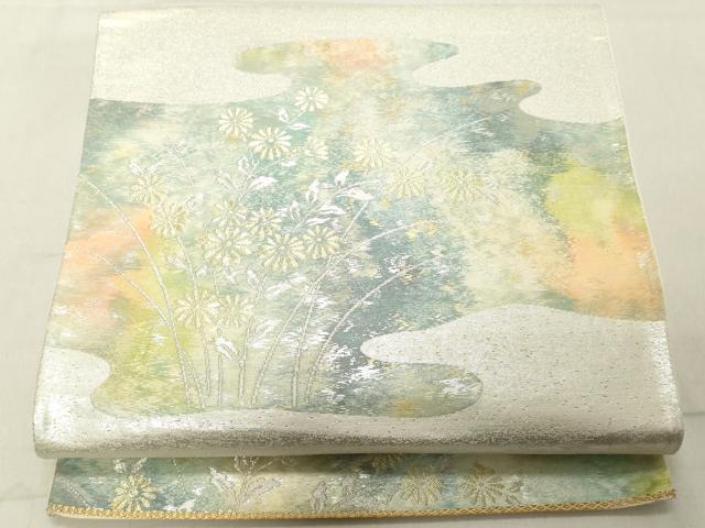 平和屋着物◎六通柄袋帯 草花文 金銀糸 引箔 正絹 逸品 DAAY8613cd