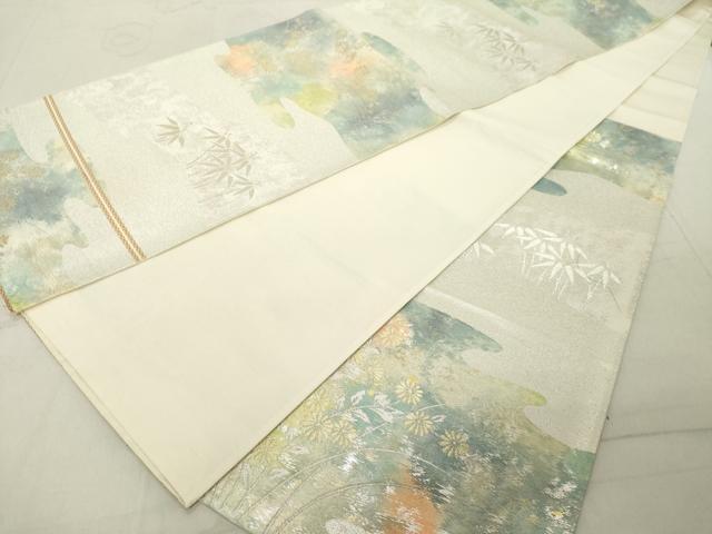 平和屋着物◎六通柄袋帯 草花文 金銀糸 引箔 正絹 逸品 DAAY8613cd