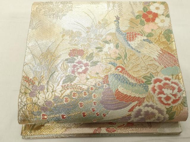 平和屋着物◎佐賀錦 六通柄袋帯 花鳥文 金銀糸 正絹 逸品 DAAY8614cd