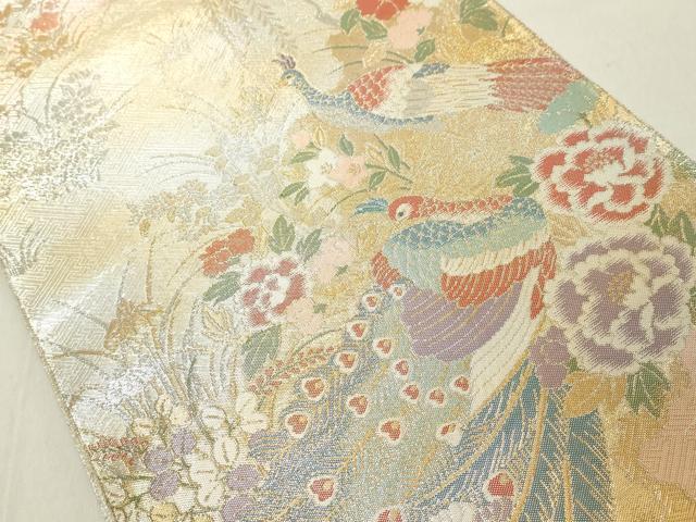 平和屋着物◎佐賀錦 六通柄袋帯 花鳥文 金銀糸 正絹 逸品 DAAY8614cd