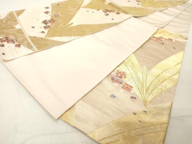 平和屋着物◎六通柄袋帯　正倉院色紙散らし　金糸　正絹　逸品　DAAY8618cd