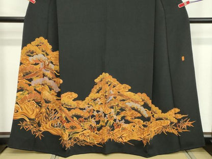 平和屋着物■豪華黒留袖 作家物 刺繍 花鳥文 暈し染め 正絹 逸品 DAAY8788cd