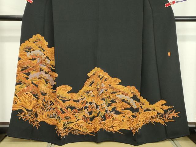 平和屋着物■豪華黒留袖 作家物 刺繍 花鳥文 暈し染め 正絹 逸品 DAAY8788cd