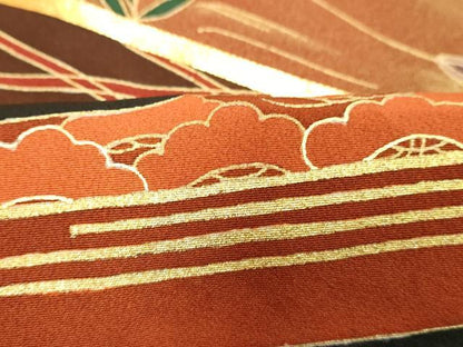平和屋着物■豪華黒留袖 駒刺繍 飛鶴吉祥花文 暈し染め 金彩 正絹 逸品 DAAY8790cd