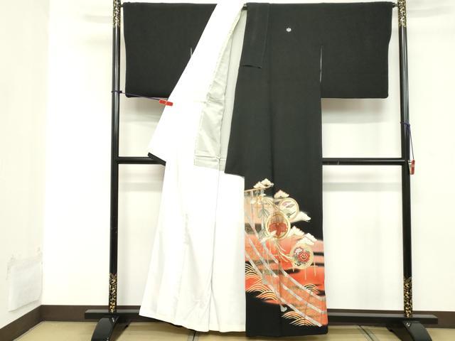 平和屋着物■豪華黒留袖　作家物　駒刺繍　鳳凰花文　暈し染め　金彩　正絹　逸品　DAAY8844cd