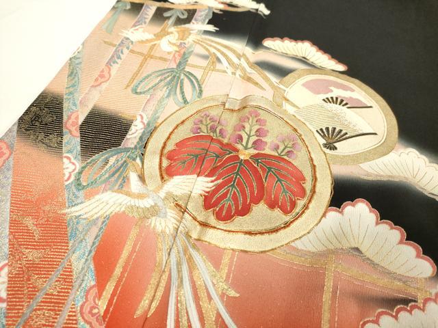 平和屋着物■豪華黒留袖　作家物　駒刺繍　鳳凰花文　暈し染め　金彩　正絹　逸品　DAAY8844cd