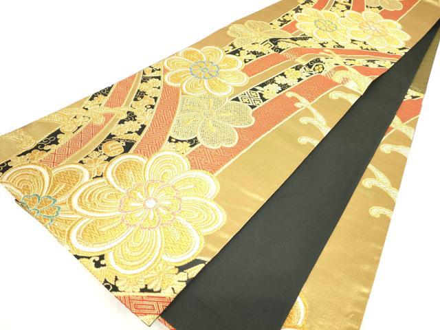 平和屋着物▼六通柄袋帯　粋翔華匠錦　立波花文　金糸　正絹　逸品　DAAY9052az