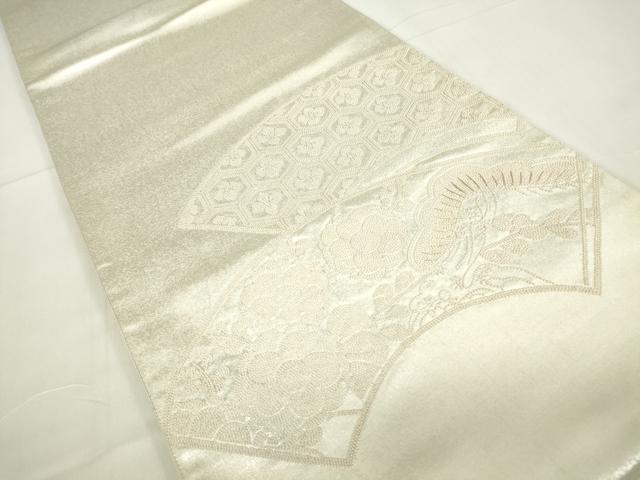 平和屋着物▼中国三大刺繍　相良刺繍　総刺繍　太鼓柄袋帯　扇面花文　金糸　引箔　正絹　逸品　DAAY9071az