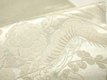 平和屋着物▼中国三大刺繍　相良刺繍　総刺繍　太鼓柄袋帯　扇面花文　金糸　引箔　正絹　逸品　DAAY9071az
